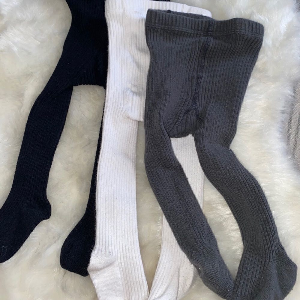 Set of 3 ribbed girls footed tights #10